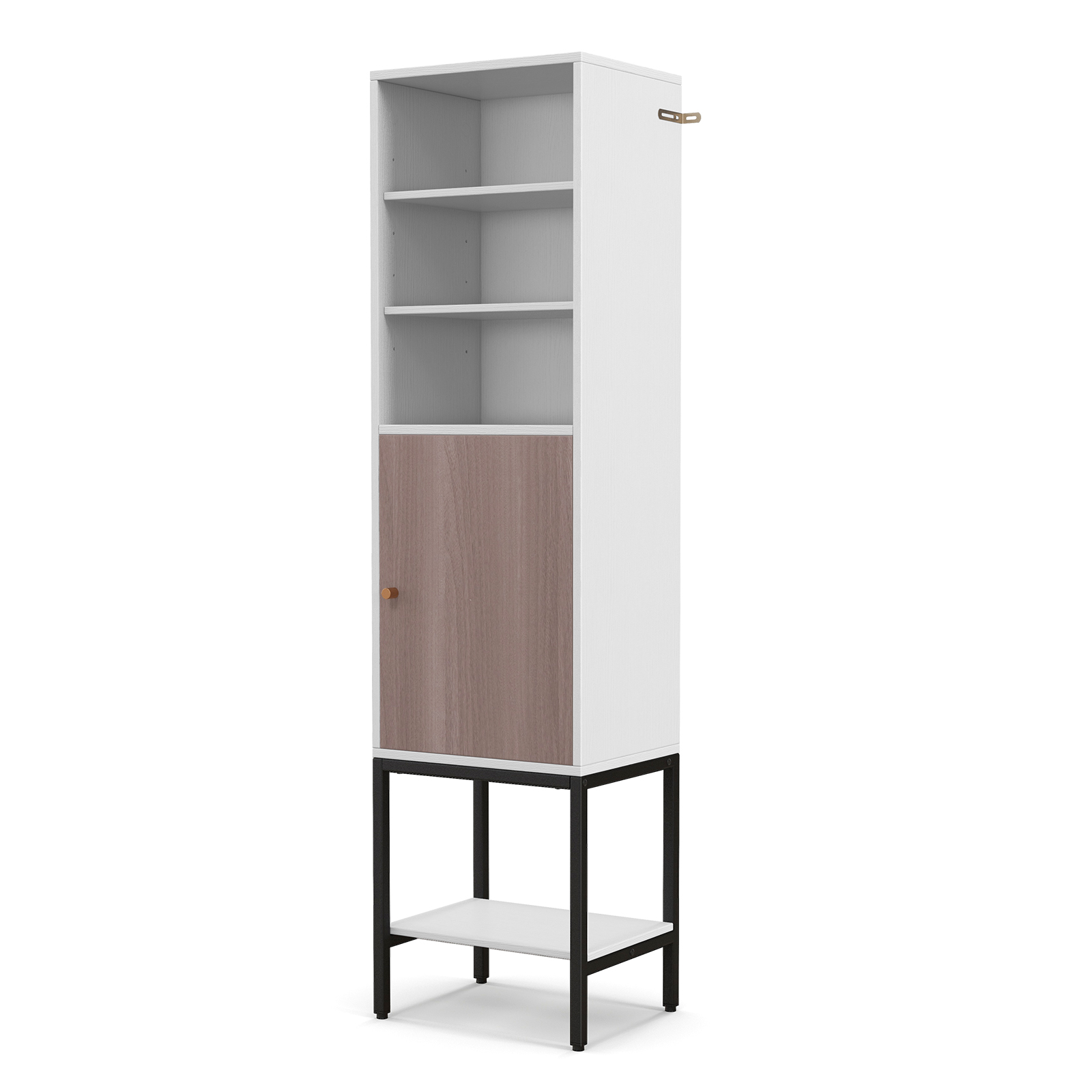 Tall Storage Cabinet with Adjustable Shelf and Bottom Storage-White