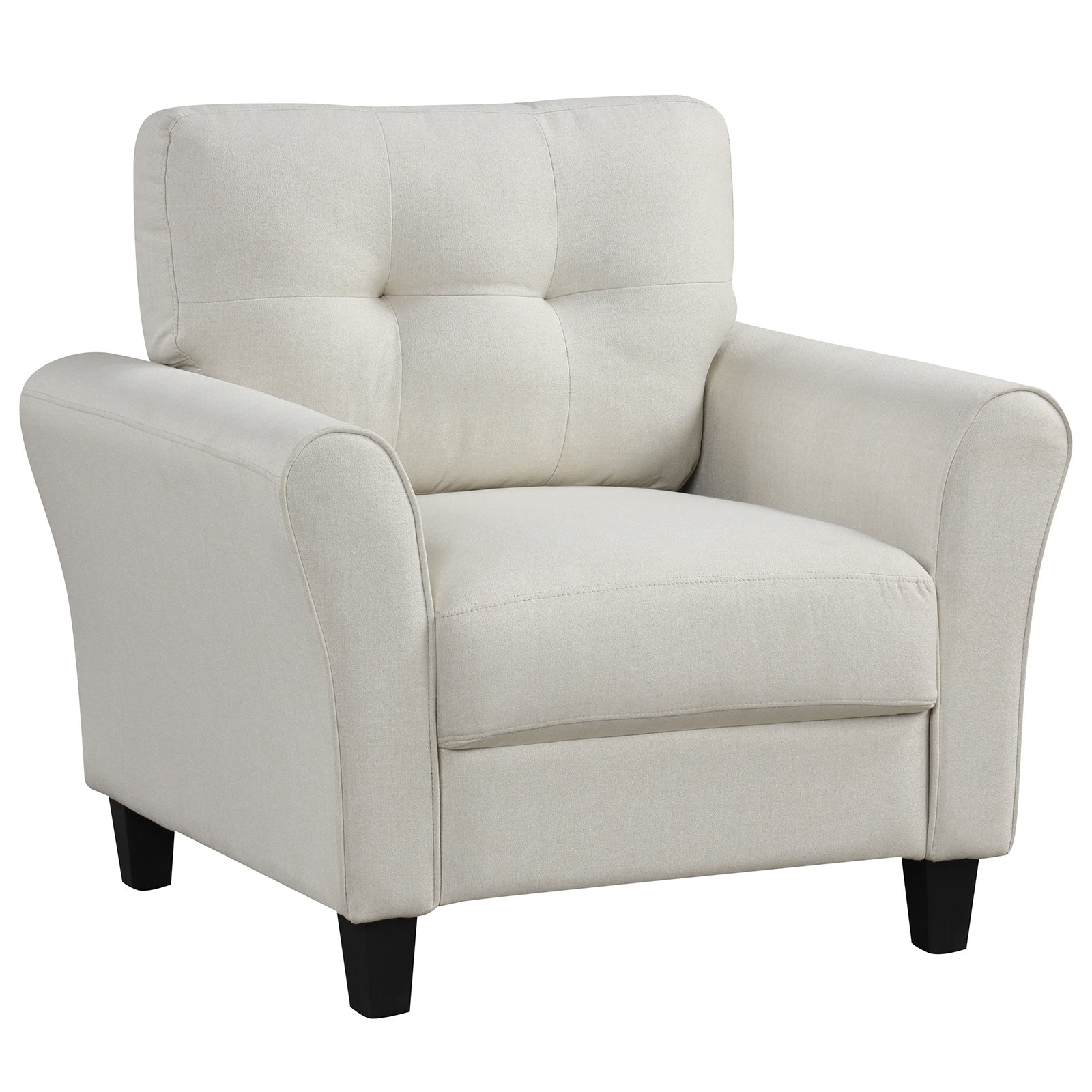 Tufted Upholstered Accent Chair with Non-slip Foot Pads-Beige