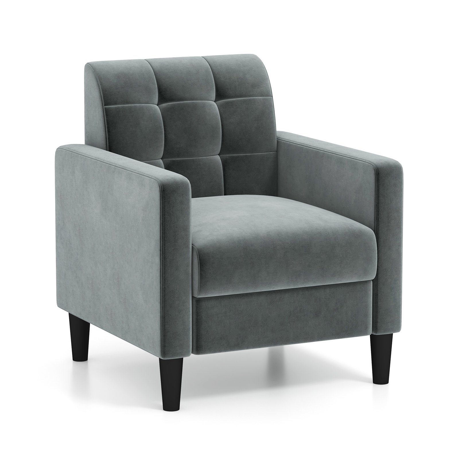 Upholstered Armchair Modern Velvet Accent Chair with Tufted Back-Grey