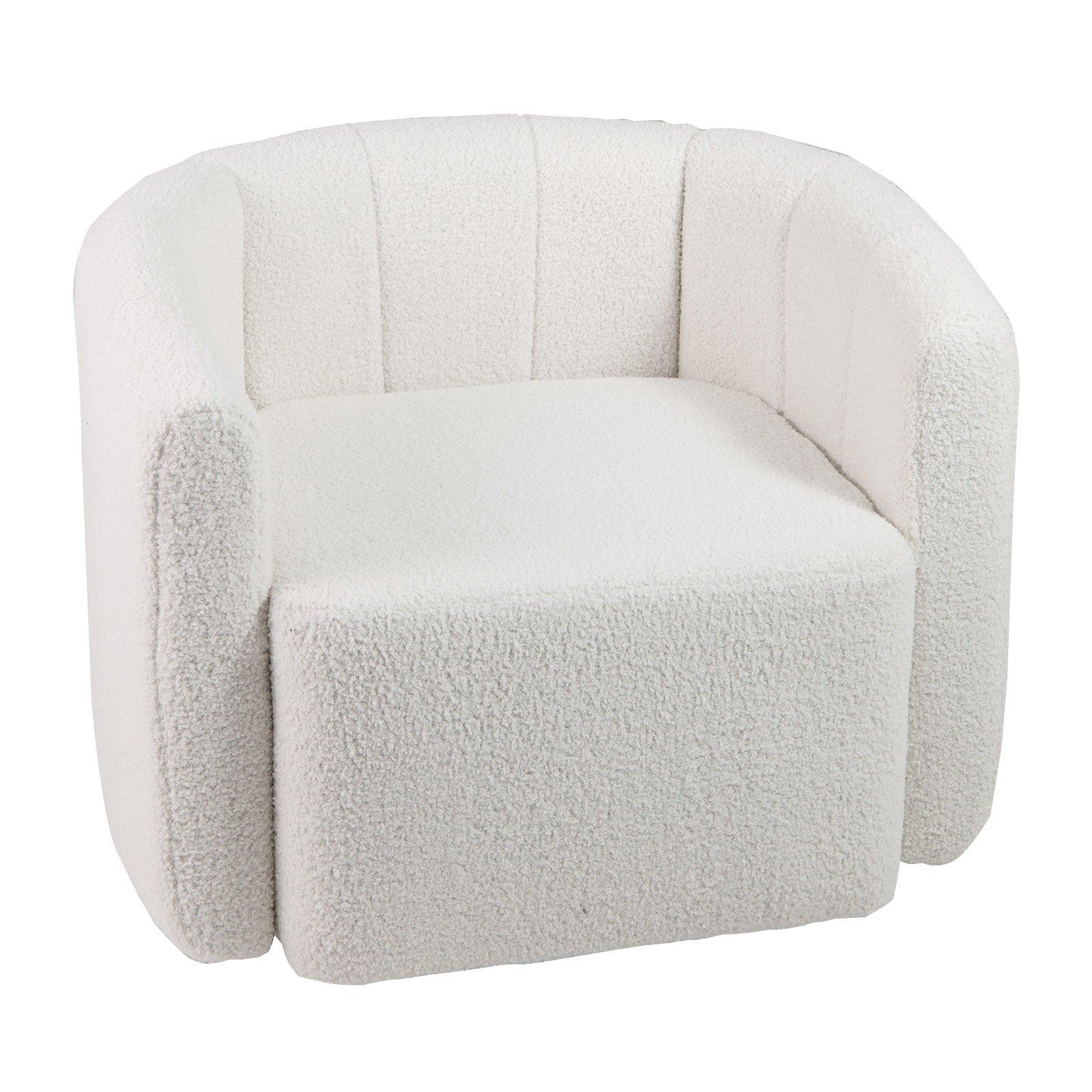 Upholstered Swivel Barrel Chair with Backrest and Armrests-White