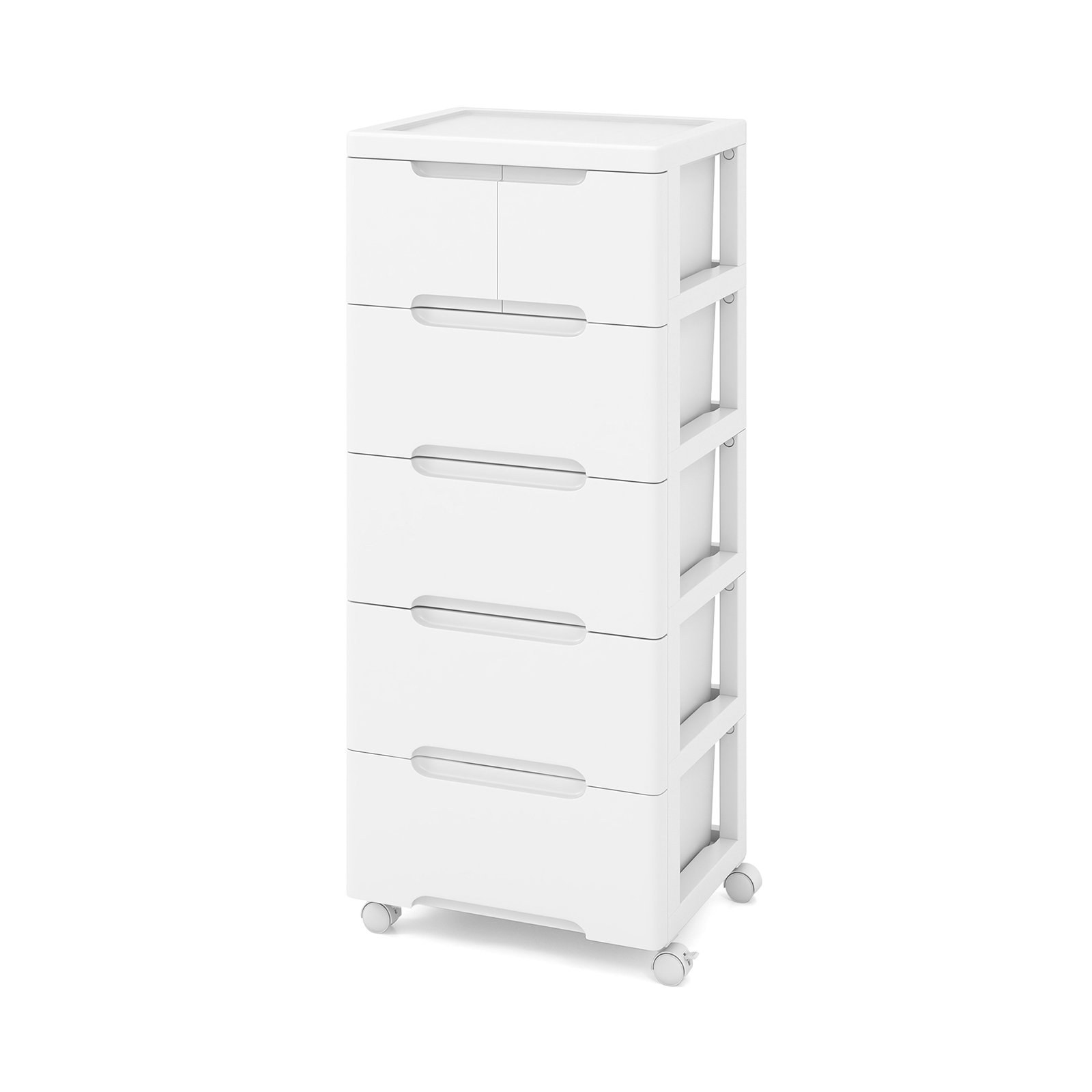 Vertical Rolling Storage Cabinet with Universal Wheels and Lockable Wheels-5 Drawers