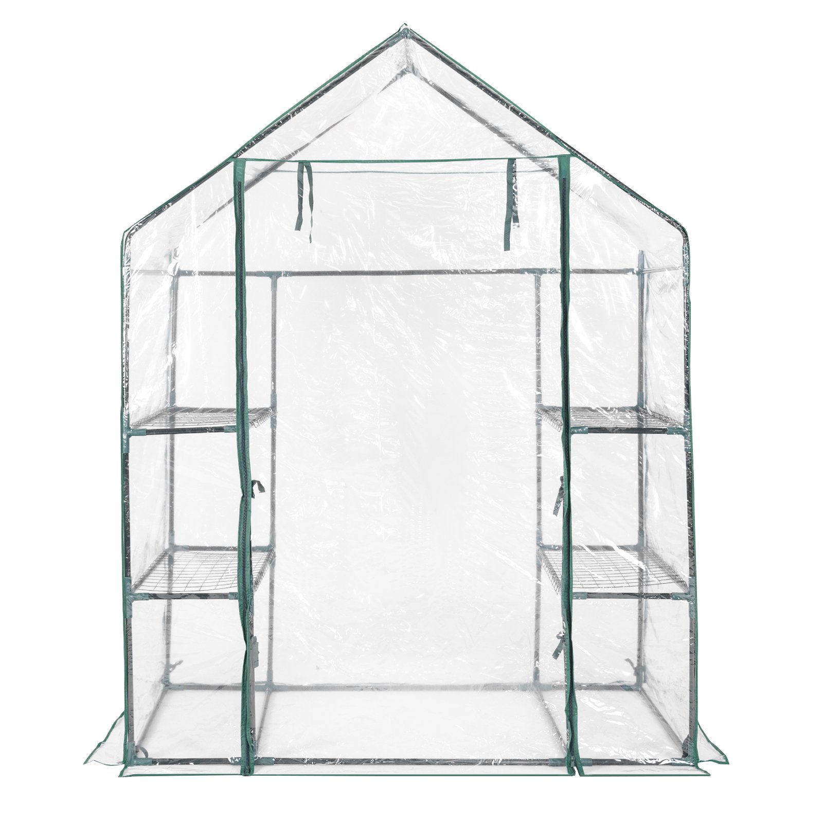 Walk-in Greenhouse with 3 Tiers 4 Shelves-White