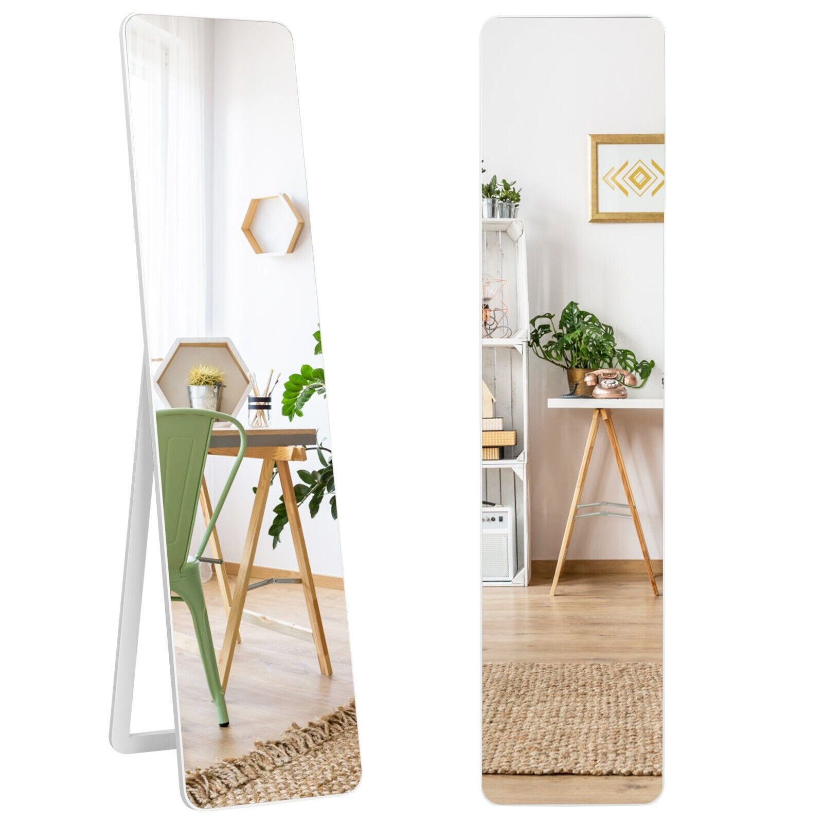 160 x 37 cm Free-standing Full Length Mirror-White