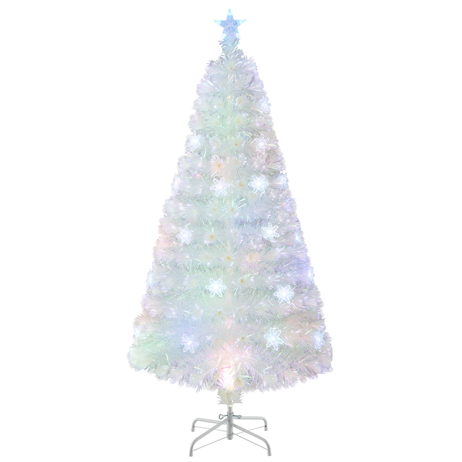 4/5/6 Feet Artificial Fiber Optic White Pre-lit Christmas Tree with Light-120 cm