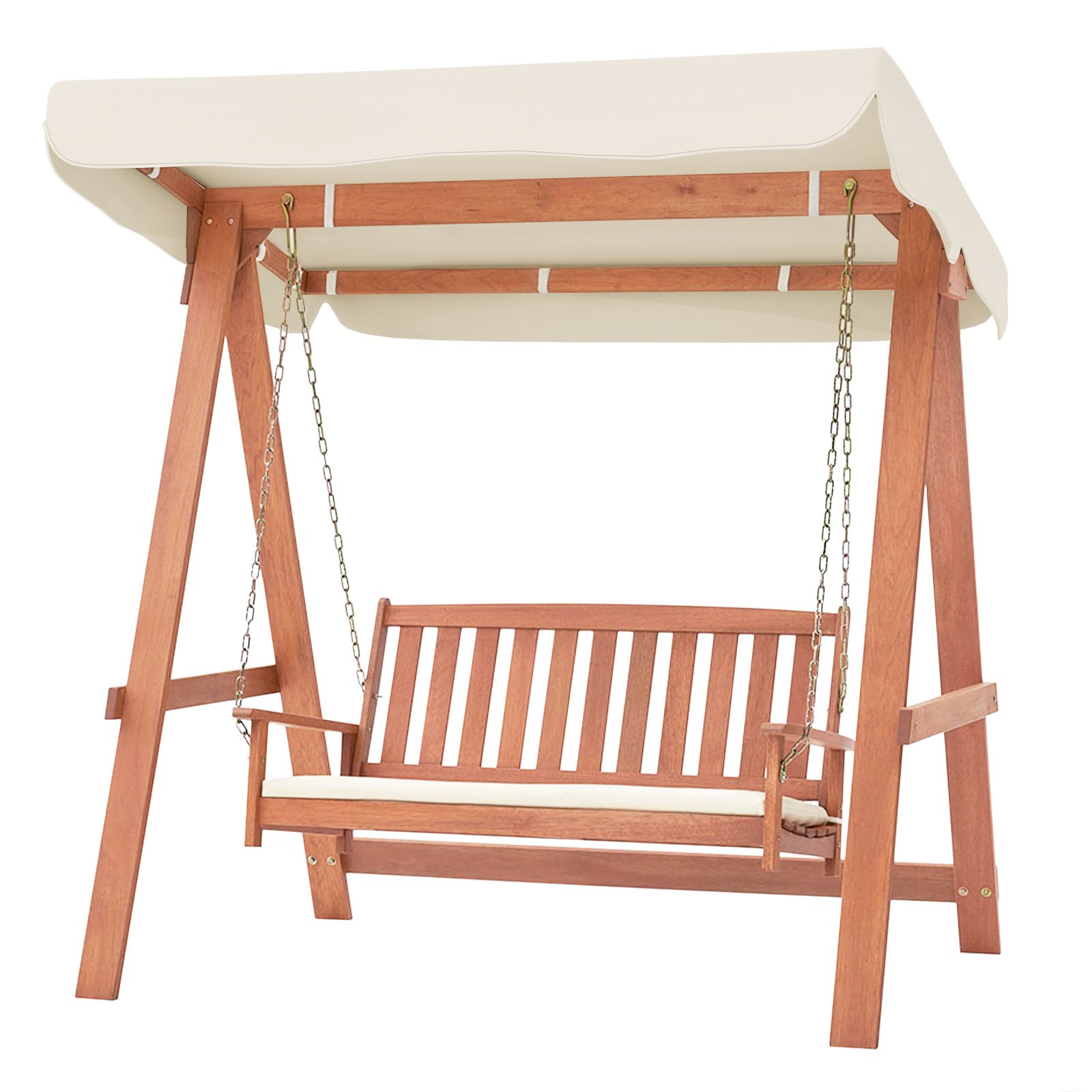 Wood Porch Swing with Canopy