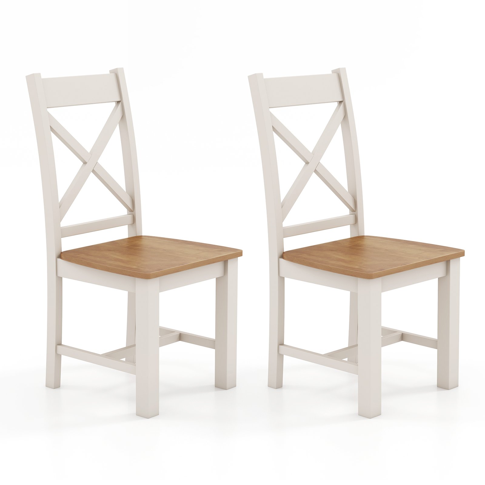 Wooden Dining Chairs with High Back Set of 2-Natural