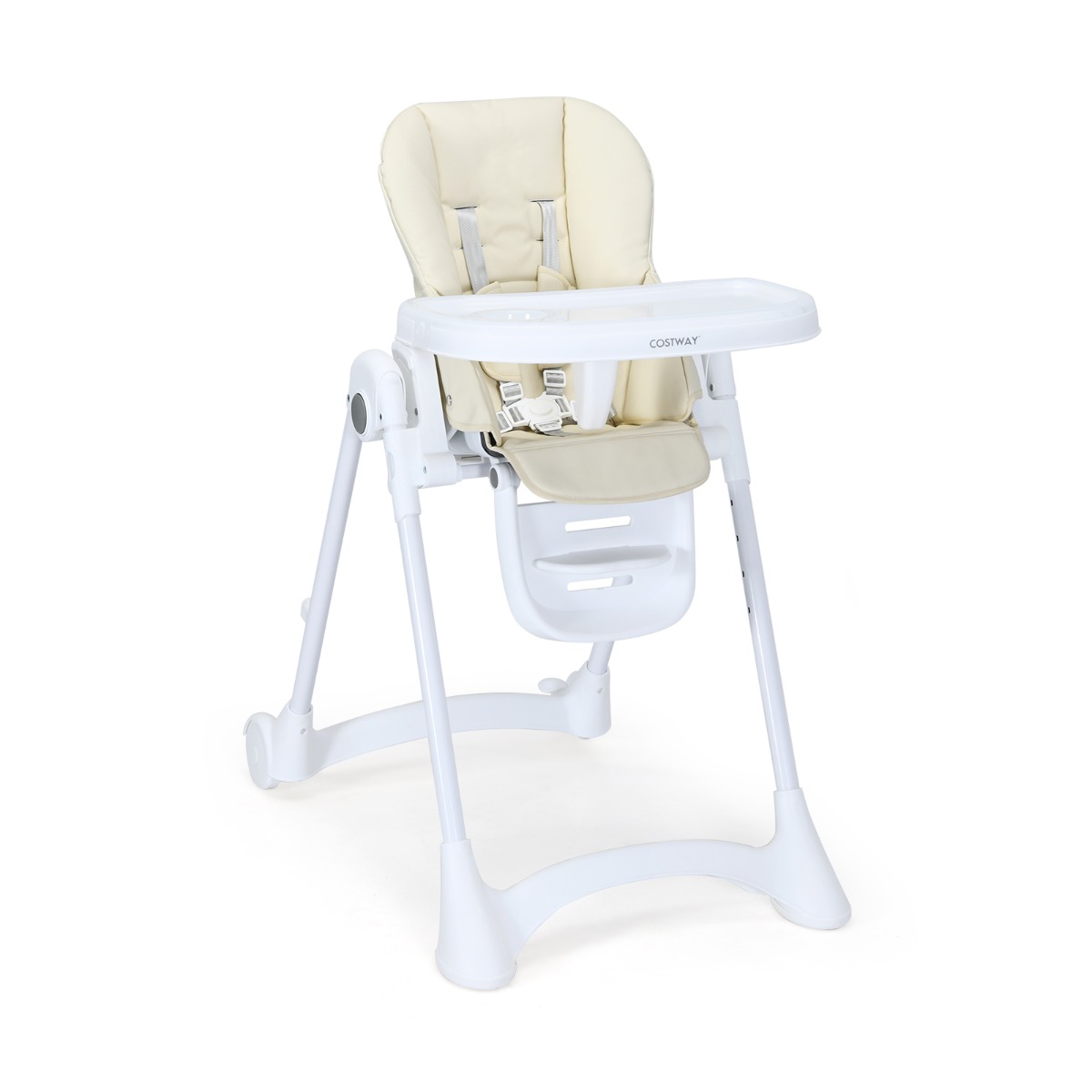 Height Adjustable Folding Highchair for Baby Toddler-Beige