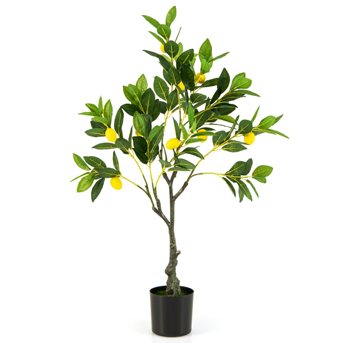 80/120/160cm Tall Fake Lemon Plant with Lemon Fruits and Cement Pot-0.8M