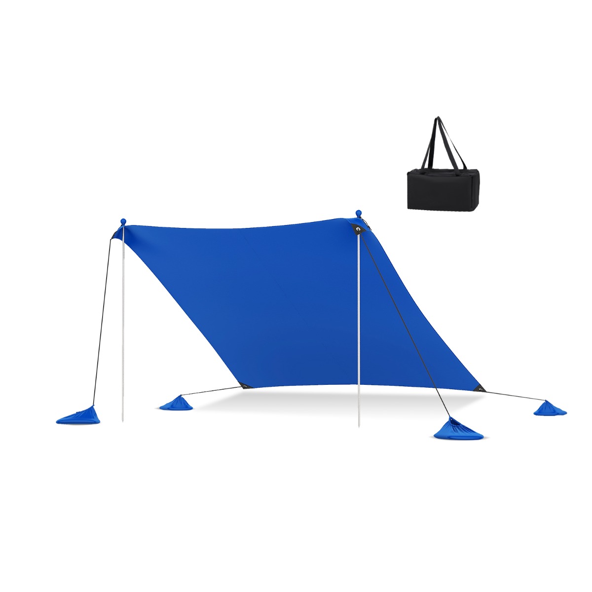 Beach Tent Sun Shelter with 4 Sandbags and UPF 50+ Protection-Blue