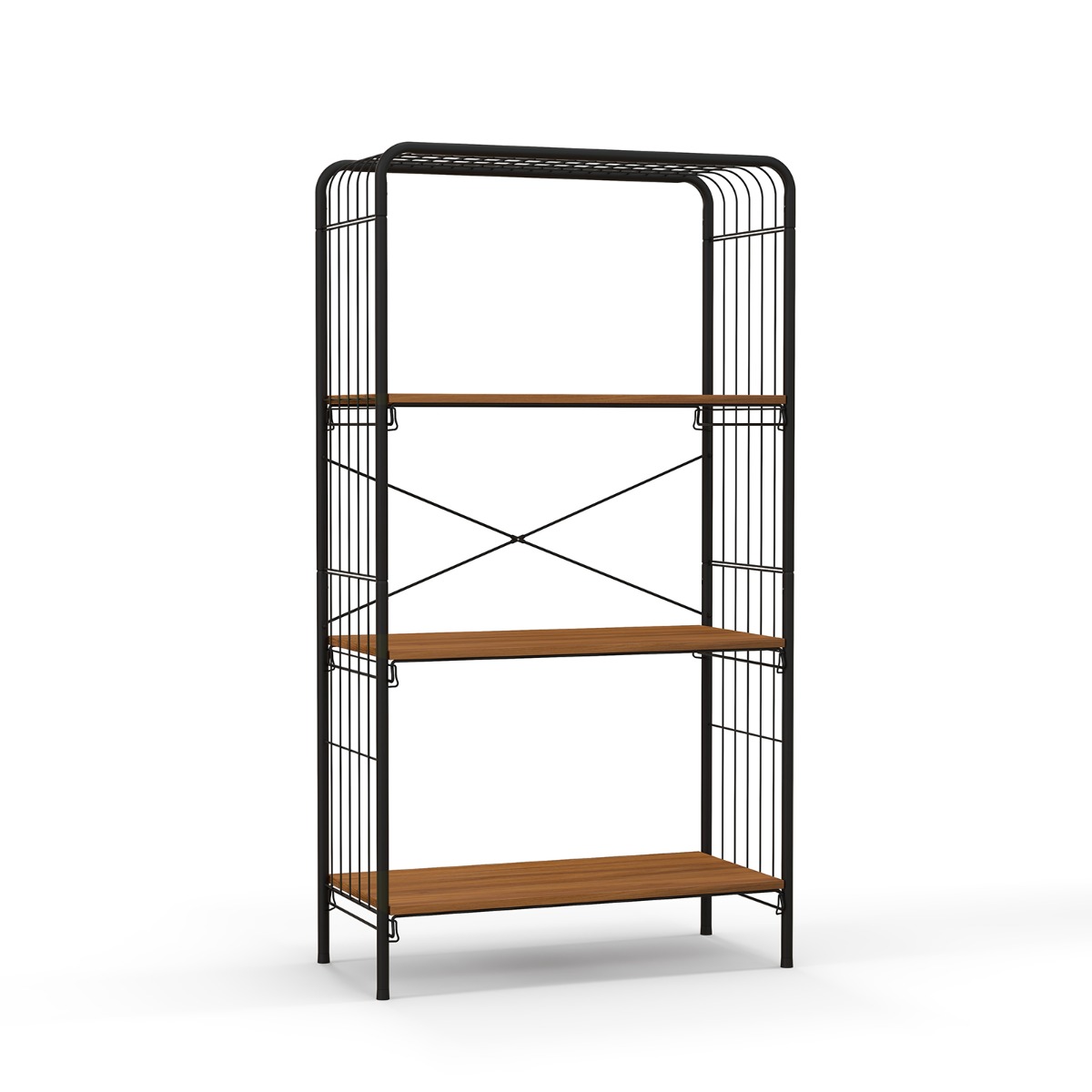 4-Tier Bookshelf Open-Back Storage Shelf with Metal Frame