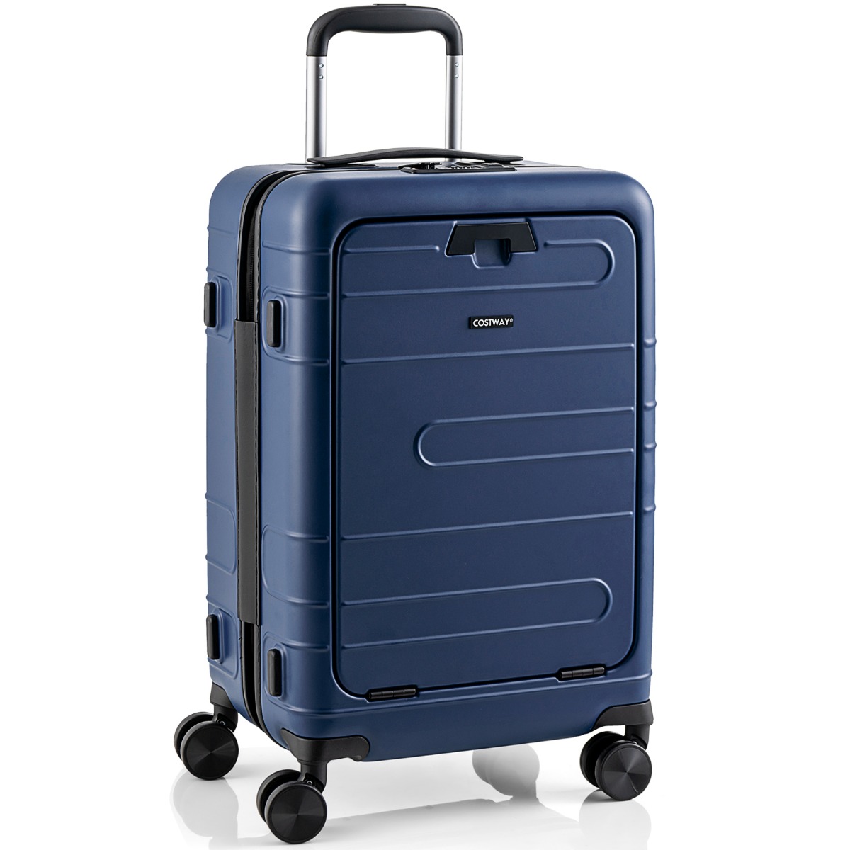 Carry On Luggage with 4-Level Telescoping Aluminum Pull Rod-Navy