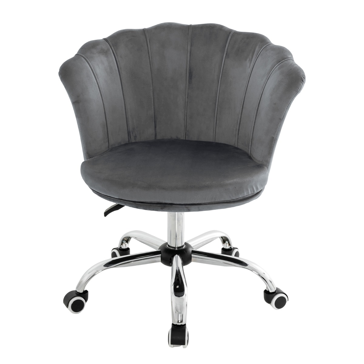 Adjustable Velvet Office Chair with Handle and Universal Wheels-Grey