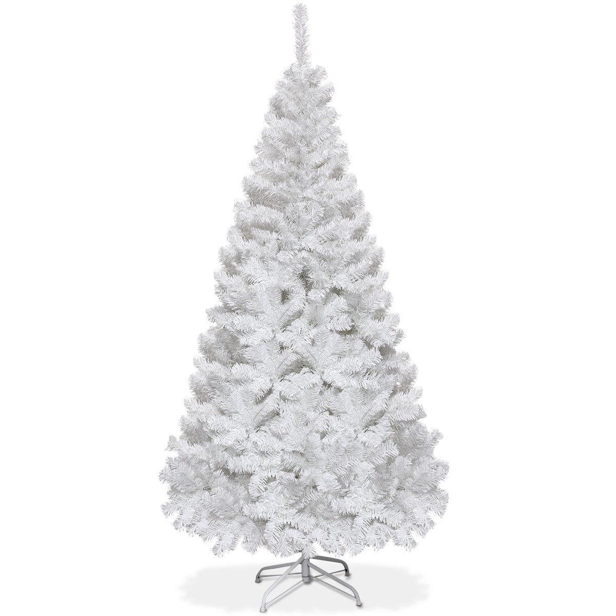 5/6/7/8 Feet White Artificial Christmas Tree with Metal Stand-6 ft