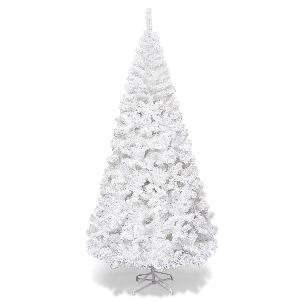 5/6/7/8 Feet White Artificial Christmas Tree with Metal Stand-8 ft