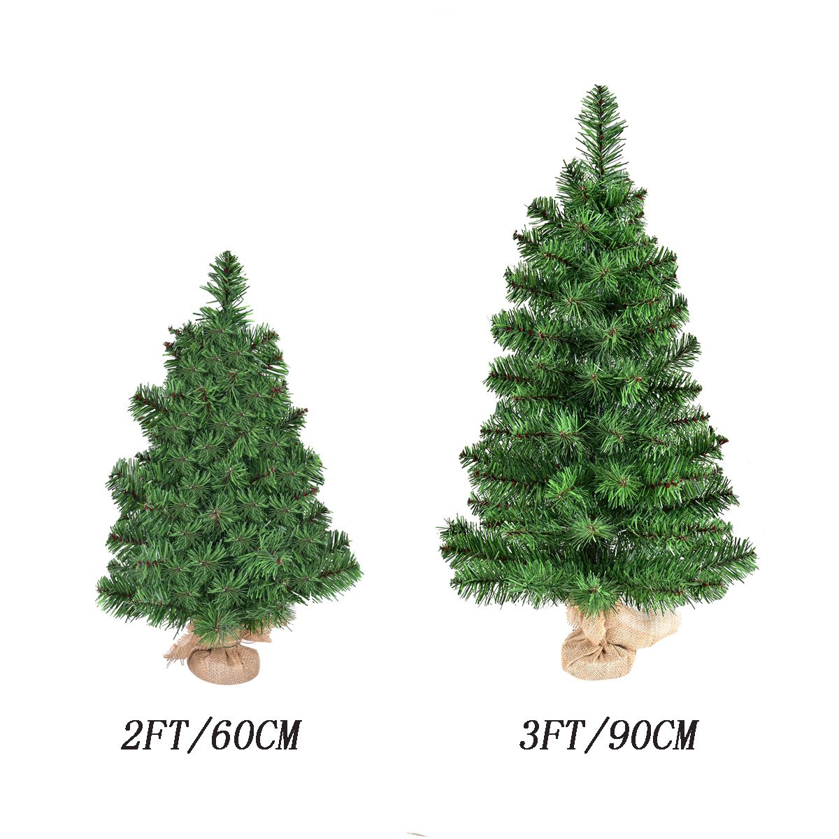 2FT/3FT Mini Artificial Tabletop Christmas Tree w/ Burlap Base-3FT