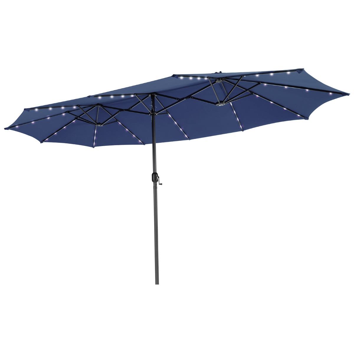 Double-Sided Outdoor Market Umbrella with Hand-Crank Mechanism-Navy