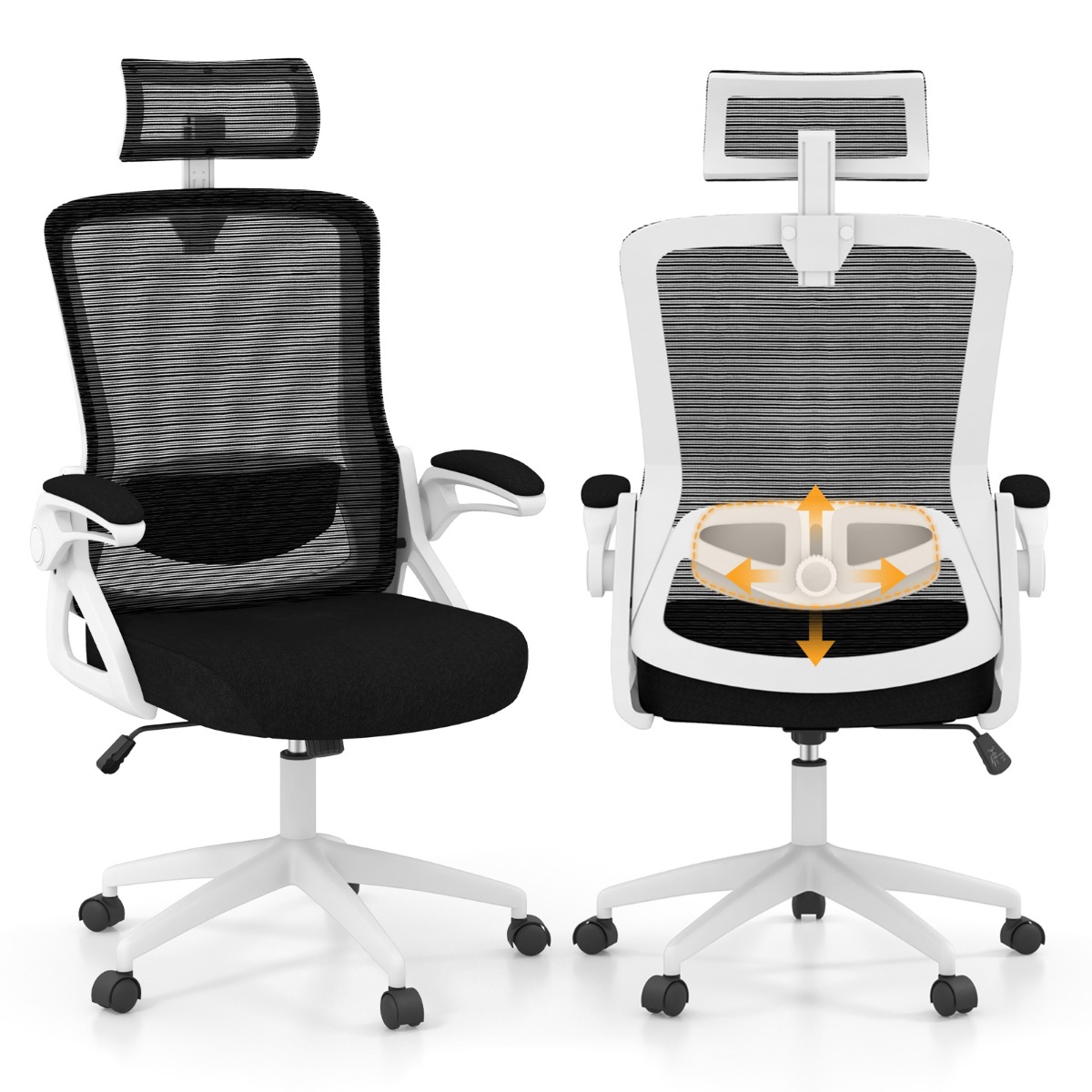 Ergonomic Office Chair with Adjustable Lumbar Support-White