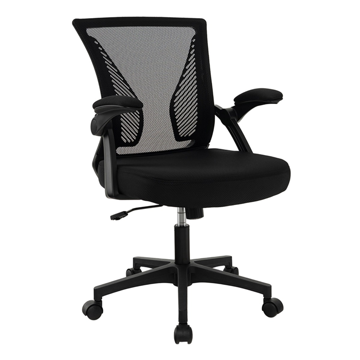 Ergonomic Office Chair Adjustable Swivel Task Chair with Flip-Up Armrests-Black