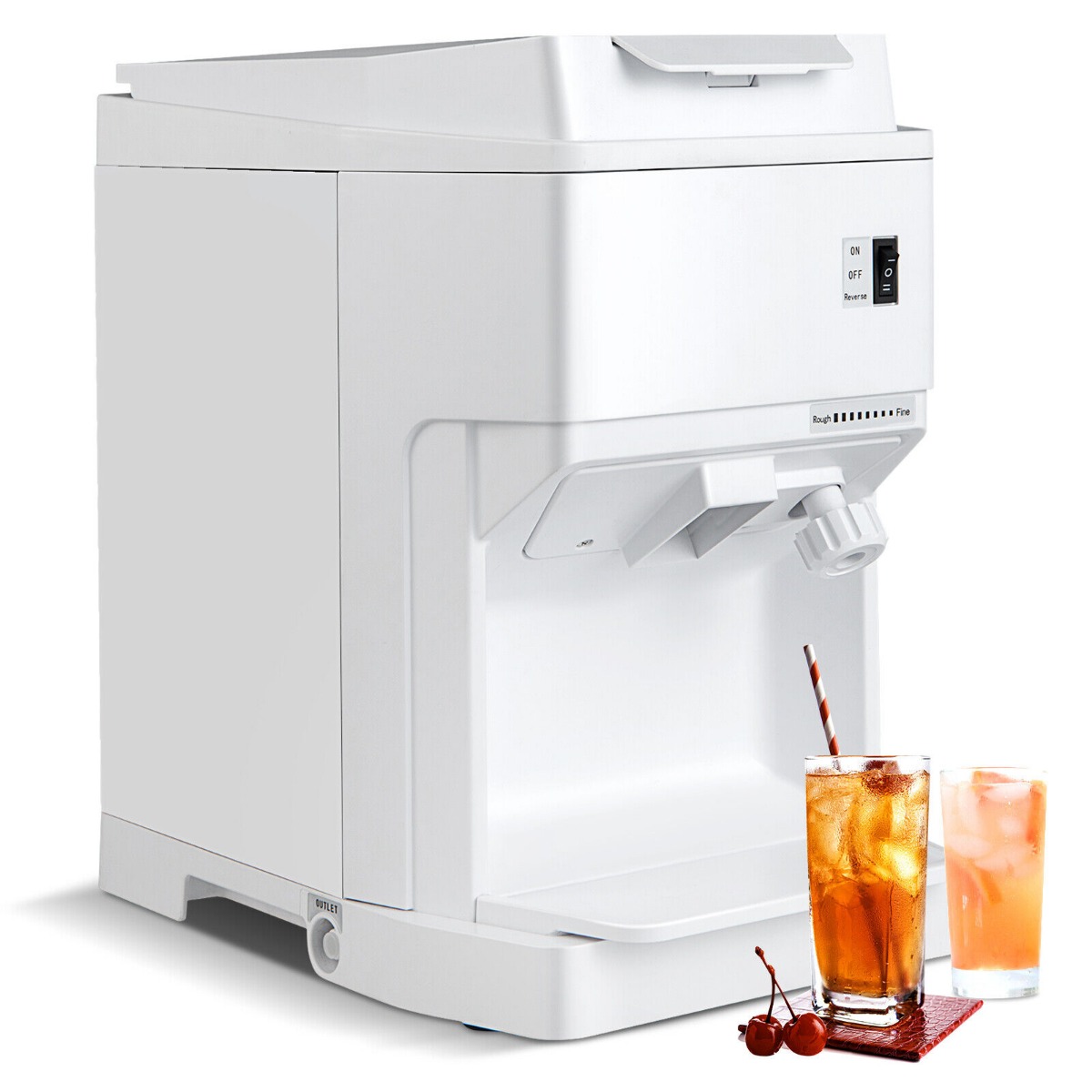 350W  Ice Size Adjustable Commercial Electric Ice Crusher for Home Restaurant-White