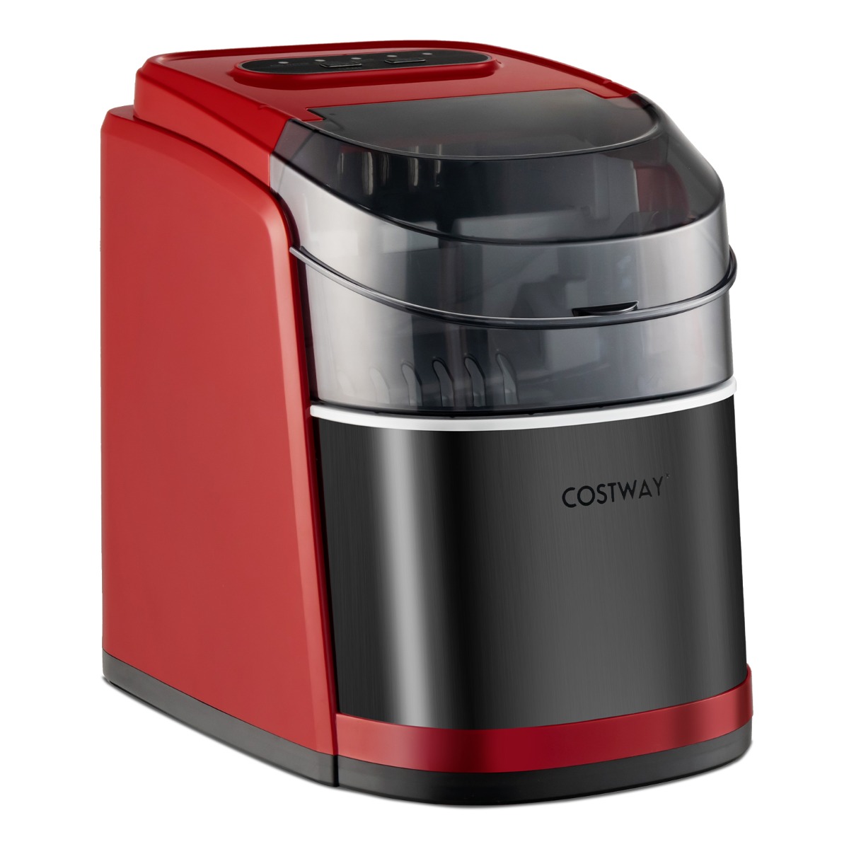 Portable Countertop Ice Maker with Ice Scoop and Basket-Red