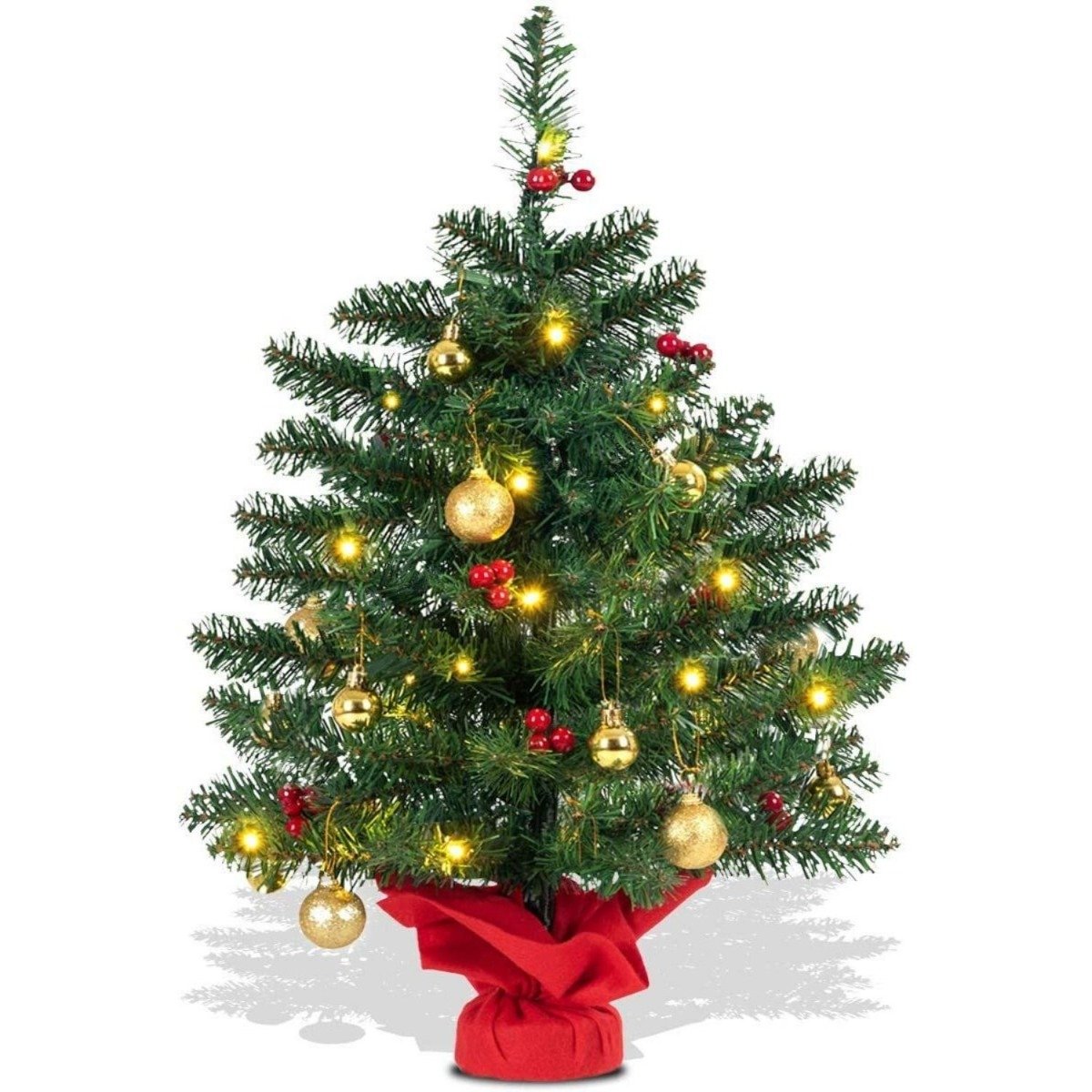 2FT 60cm PVC Artificial Christmas Tree with LED Lights