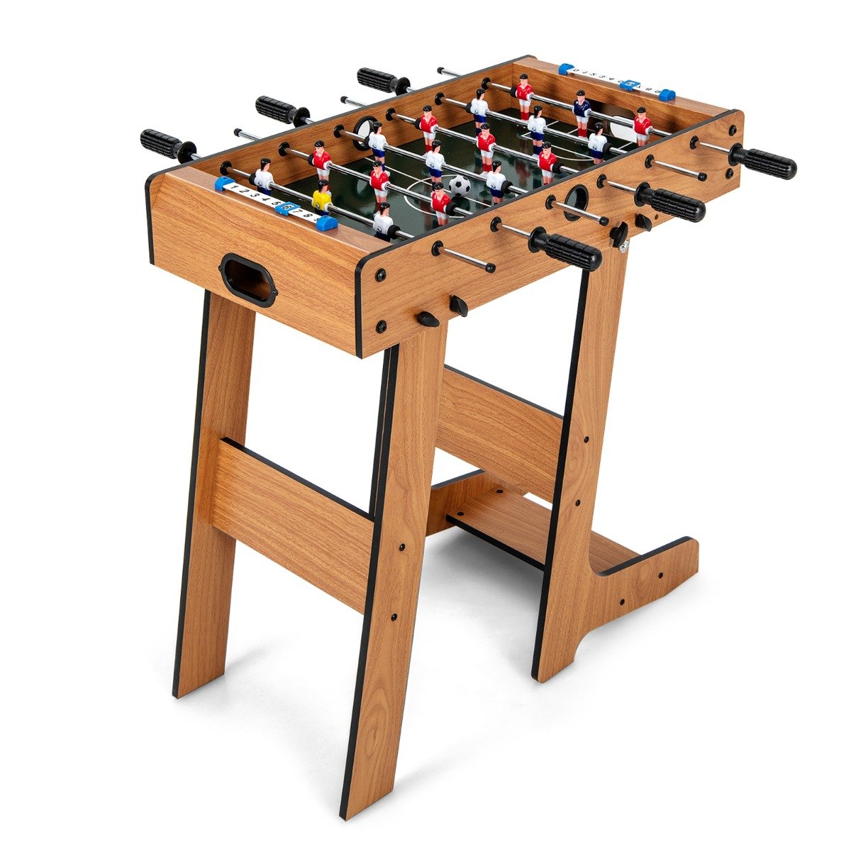 Space Saving Table Football with Durable Handle and 2 Footballs for Adult and Child-Brown