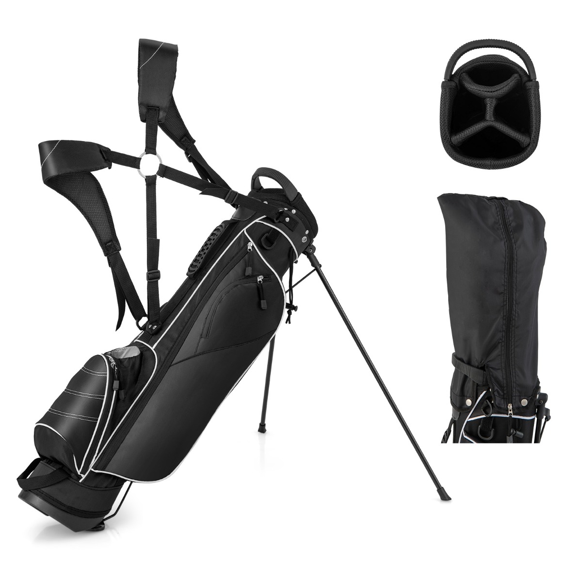 Golf Stand Bag with 4 Way Dividers-Black