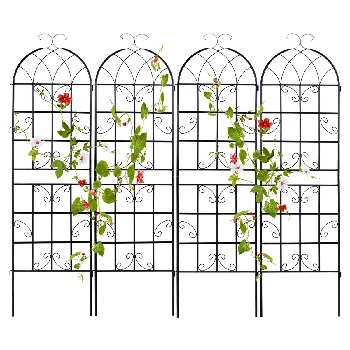 2/4 Pack 180 cm x 50 cm Metal Garden Trellis Decorative for Climbing Plants-4 Pack