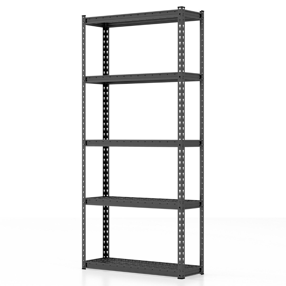 5-Tier Metal Shelving Unit with Anti-slip Foot Pad for Warehouse Kitchen-Black