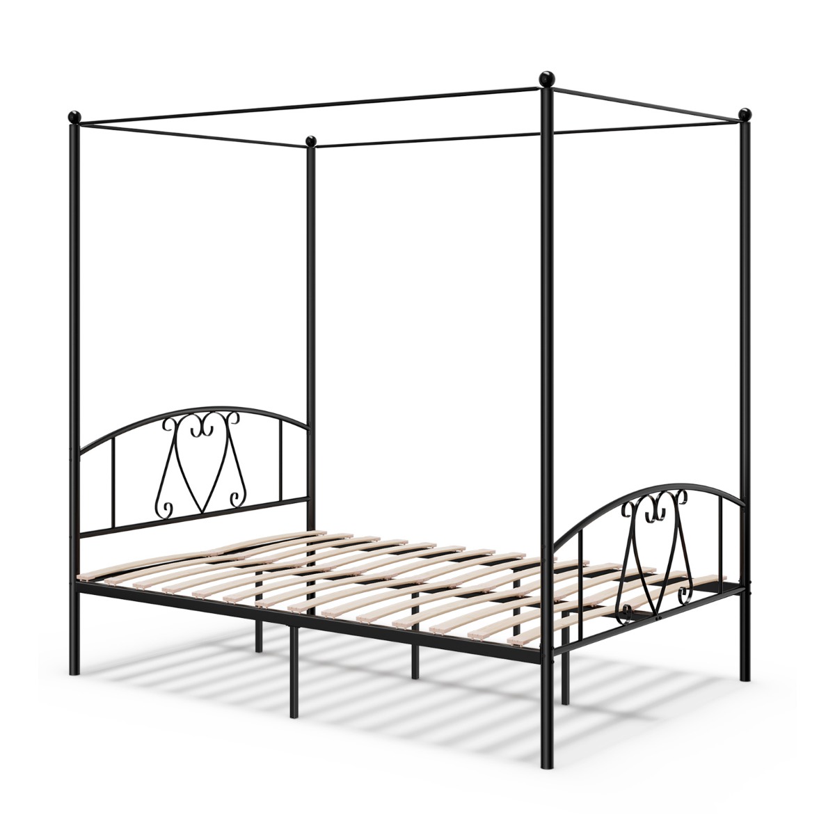 Double Size Metal Canopy Bed Frame-Black