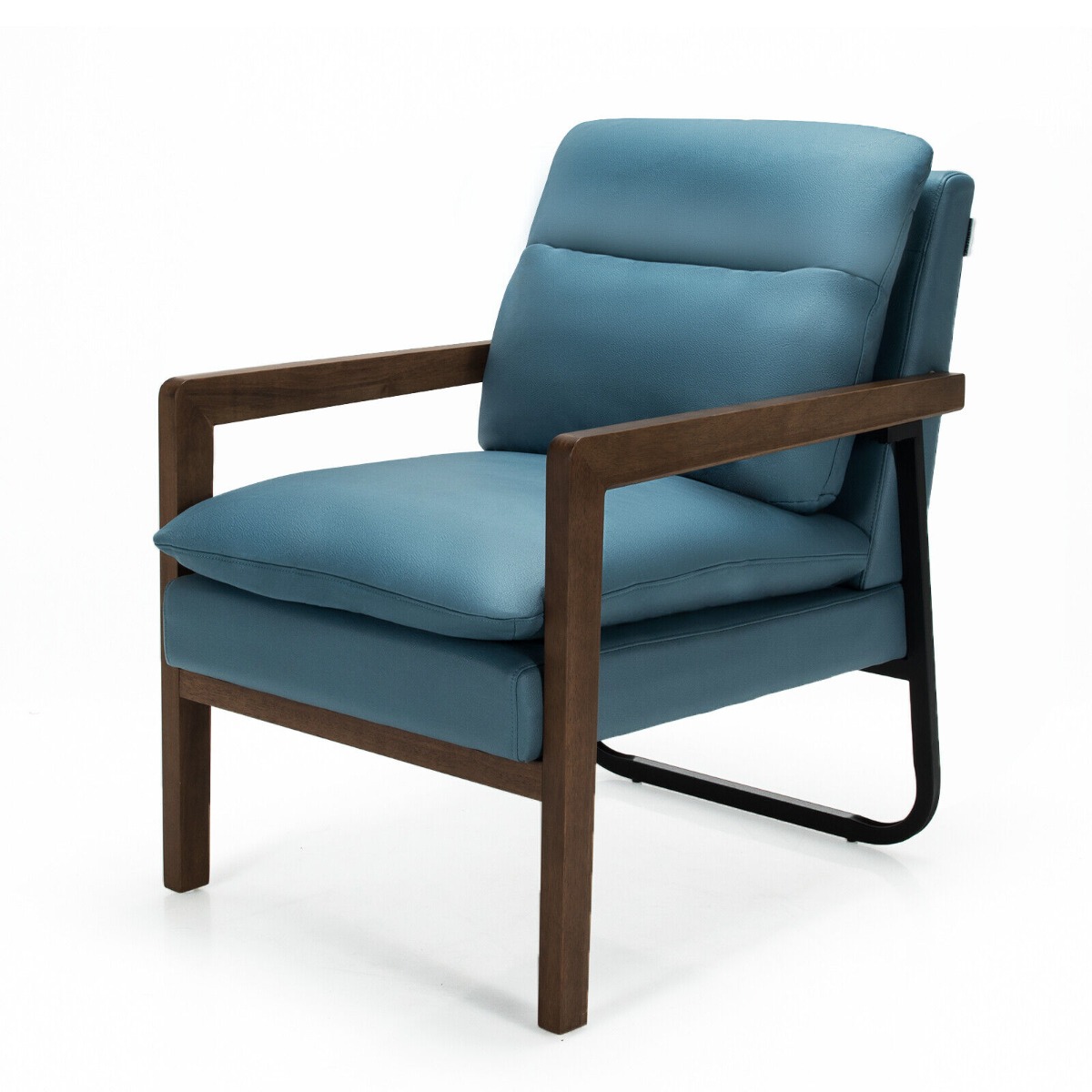 Accent Upholstered Armchair with Padded Backrest and Seat Cushion-Blue