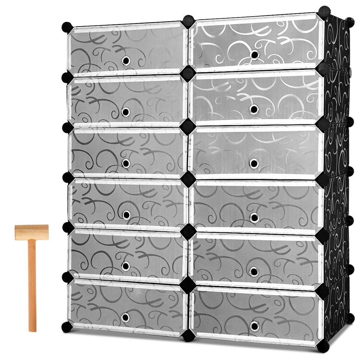 24 Pairs Shoe Rack Organizer with 12-Cube DIY Modular-Black