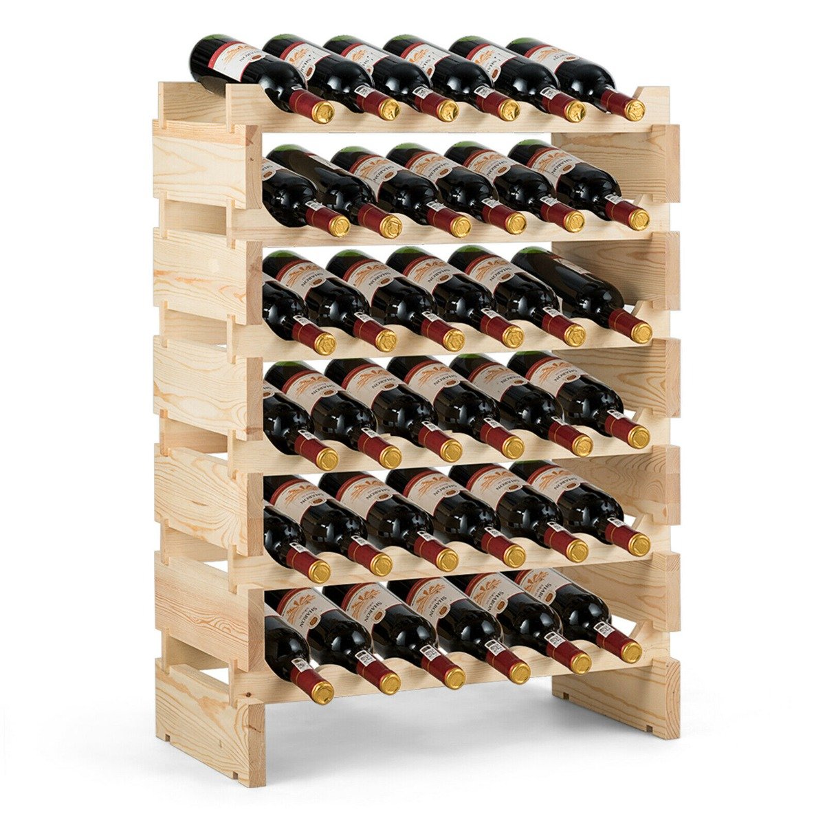 6 Tier Wine Rack with stackable Design for 36 Bottle