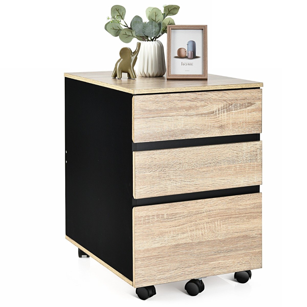 3-Drawer Mobile File Cabinet Vertical Filling Cabinet Under Desk