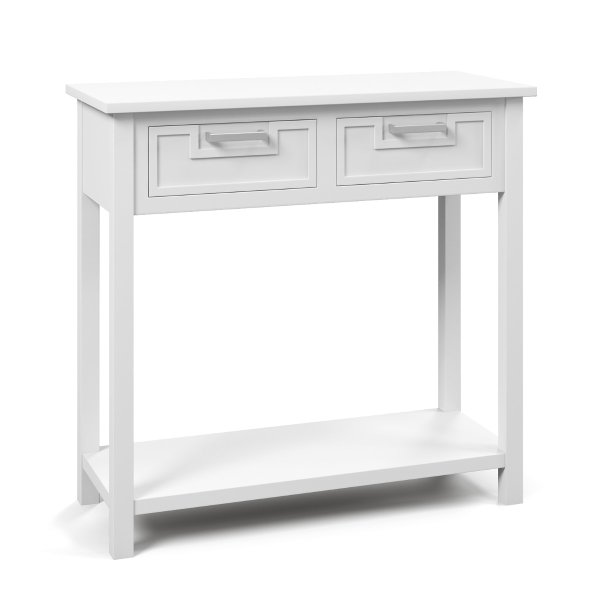 Modern Console Table 2 Drawer with Shelf-White