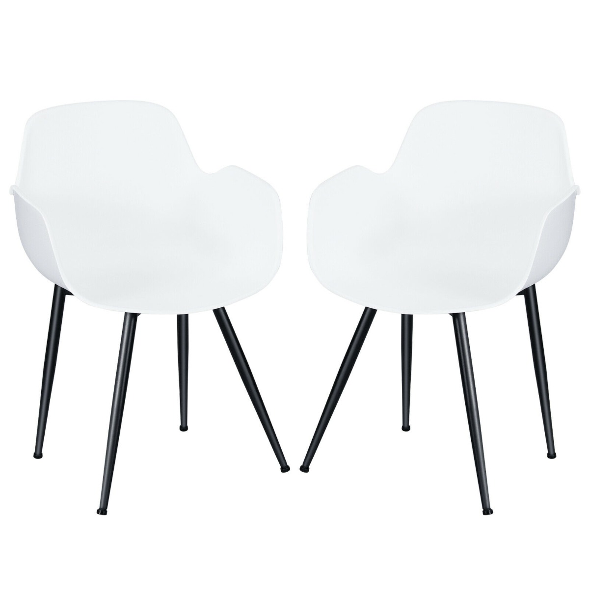 Set of 2 Modern Plastic Leisure Side Chair with Curved Armrests