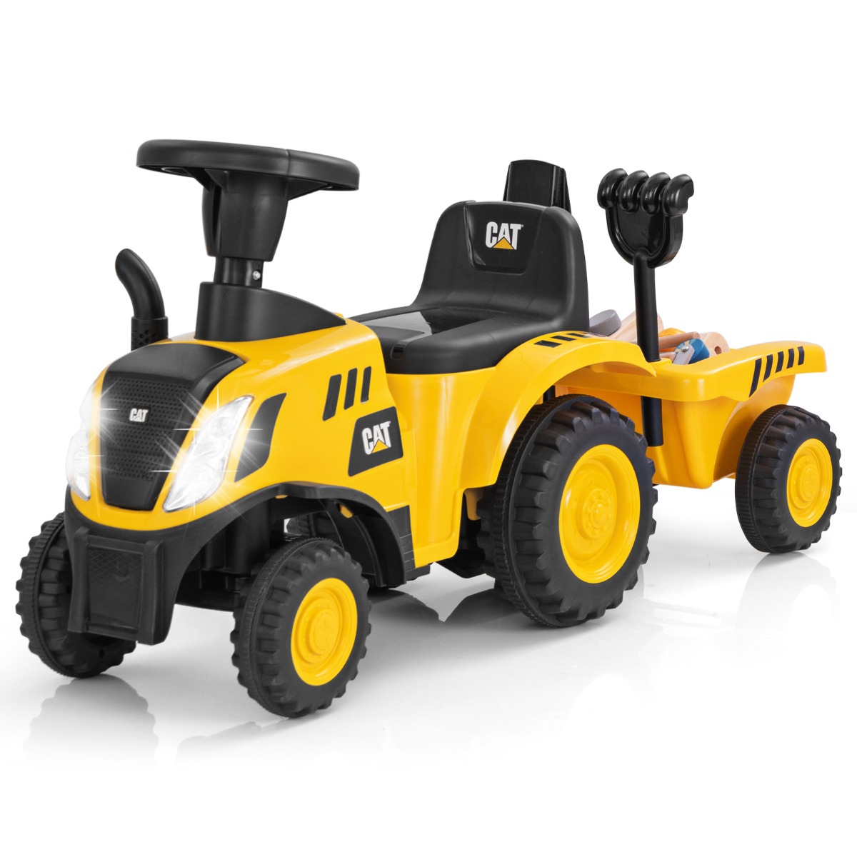 Kids Ride on Tractor Licensed Caterpillar Foot to Floor Sliding Car-Yellow & Black