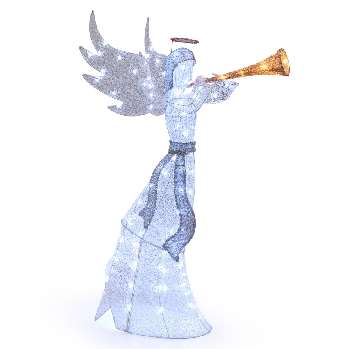 5 Feet Light-up Trumpeting Christmas Angel with LED Lights Halo and Girdle