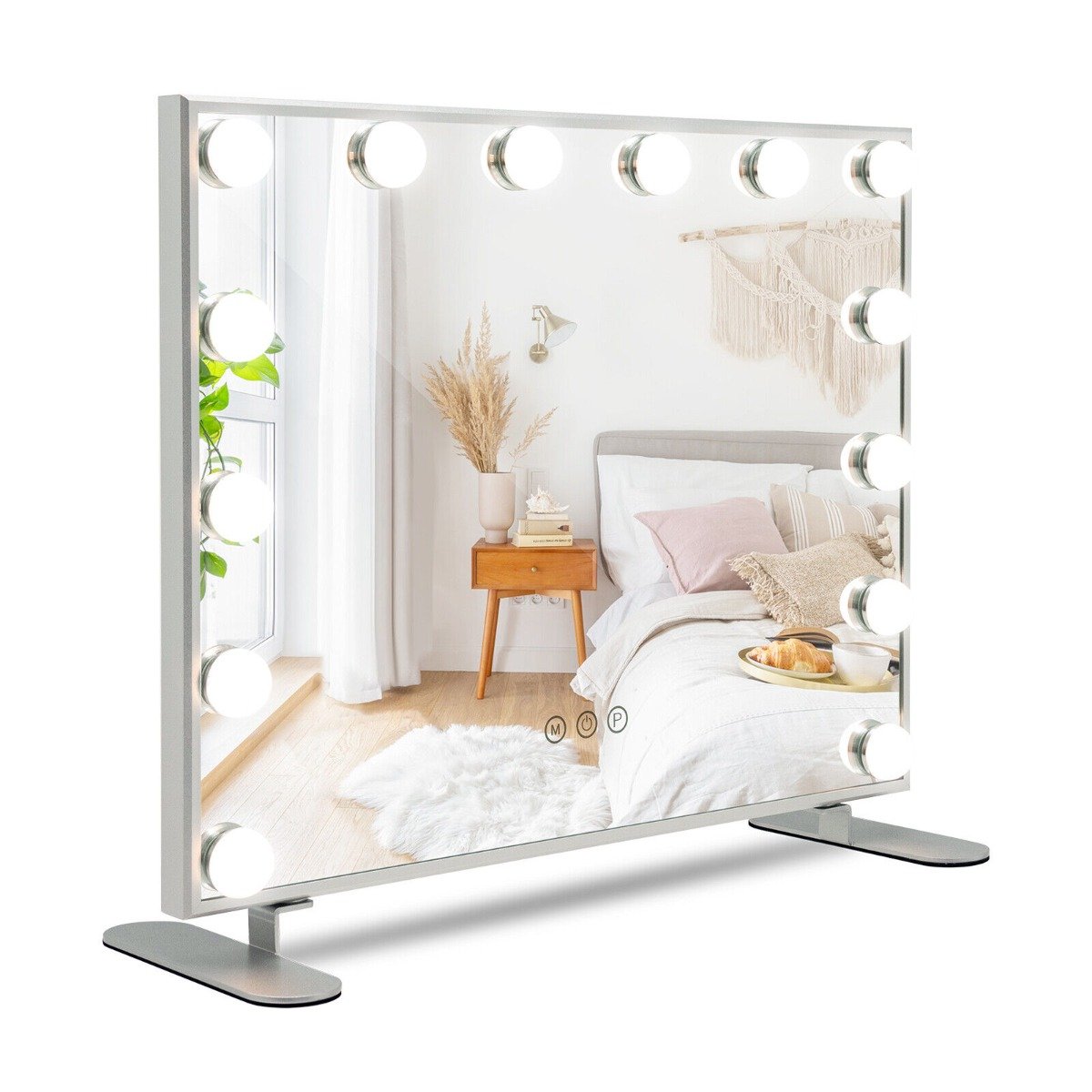 Hollywood Vanity Mirror with with 3 Color Lighting Modes for Tabletop-White