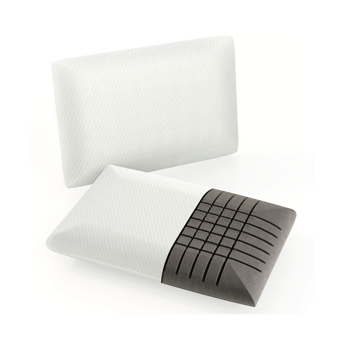 Bamboo Charcoal Memory Foam Pillow Set of 2 with Detachable and Machine-washable Pillowcase