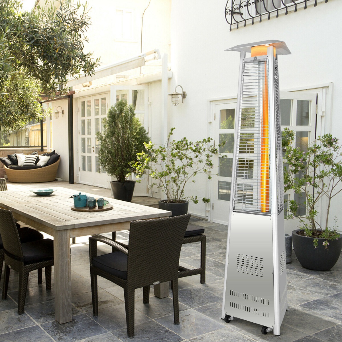 000 BTU Outdoor Patio Gas Heater with Wheels and Regulator