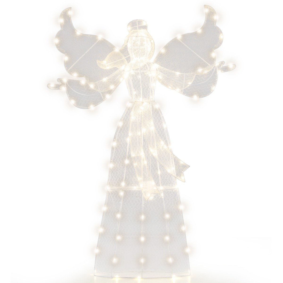 Outdoor Decorative Angel with Halo and 148 Warm White LED Lights