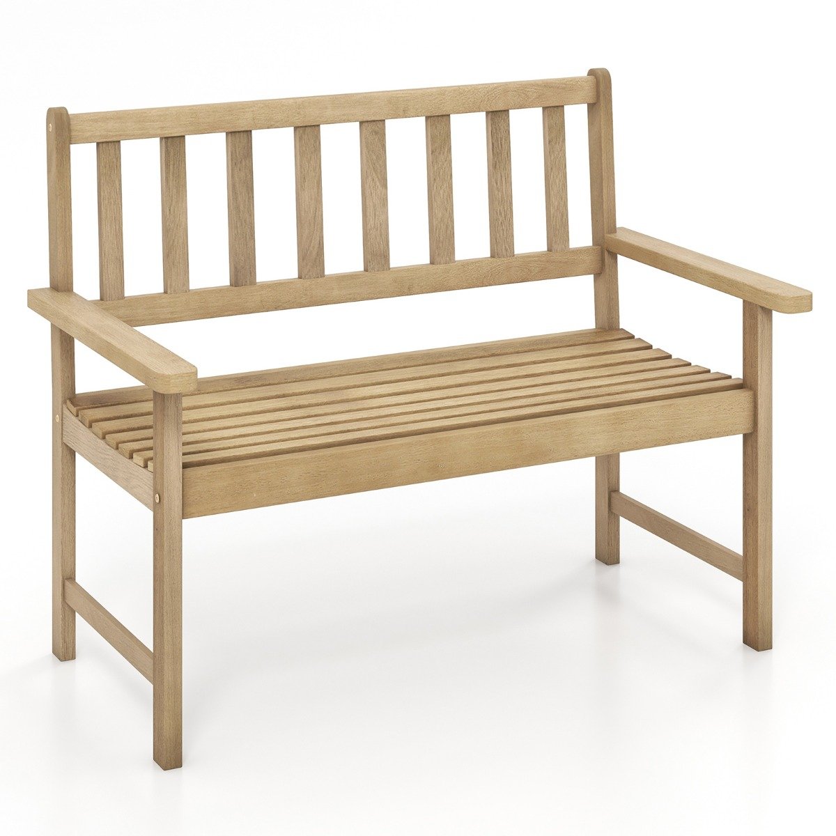 Outdoor Teak Wood Garden Bench with Backrest and Armrests