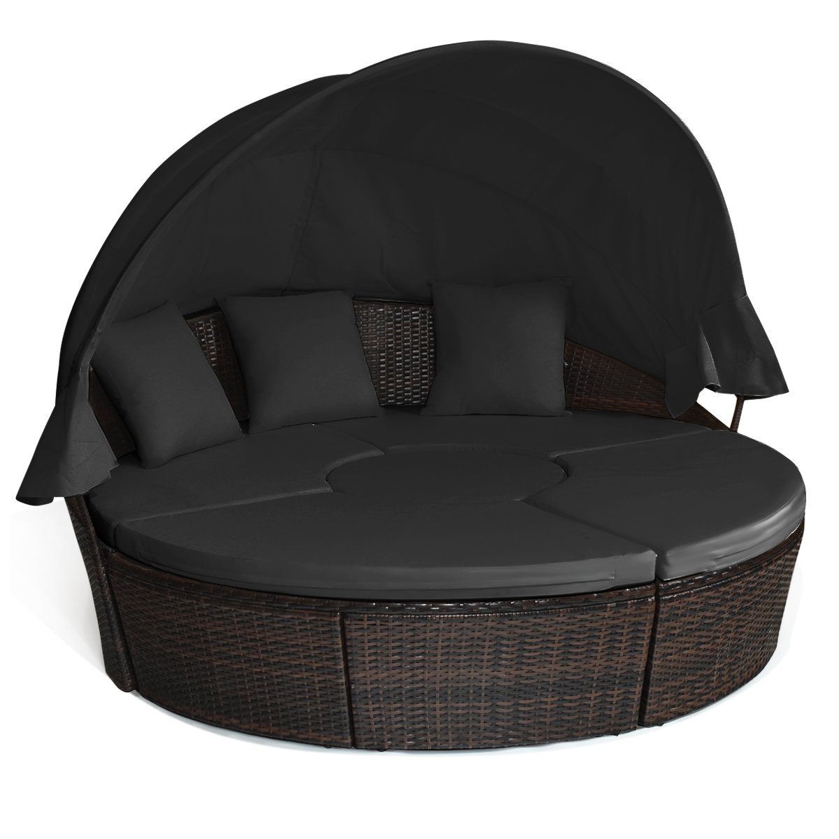 Patio Round Sectional Furniture Set-Black