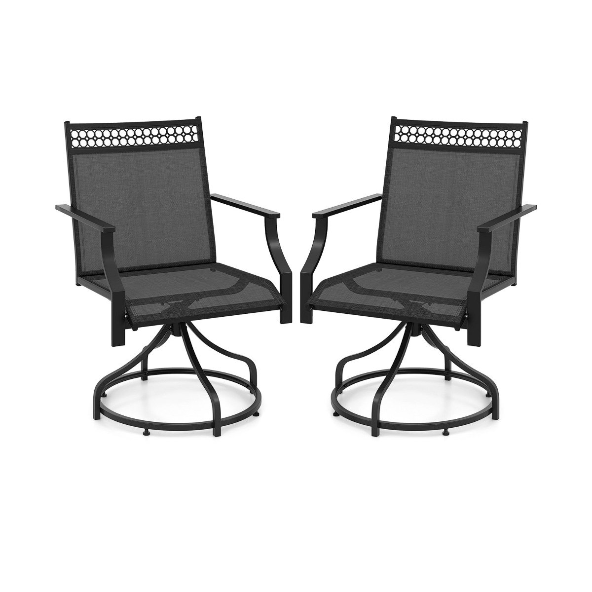 Patio Swivel Dining Chairs Set of 2 with Quick-Drying Fabric-Grey