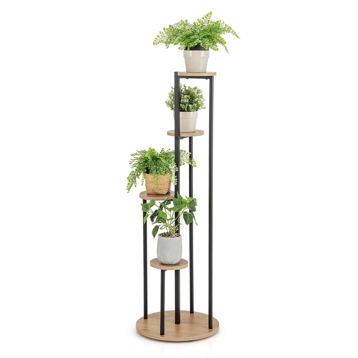 Heavy-Duty Tall Corner Indoor Metal Plant Stand for Potted Plant-Natural