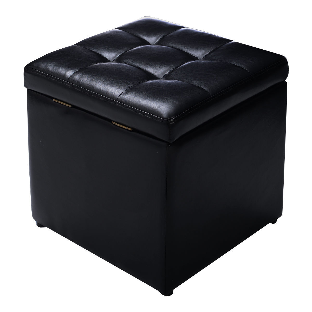 Foldable Cube Ottoman Pouffe Storage Seat-Black