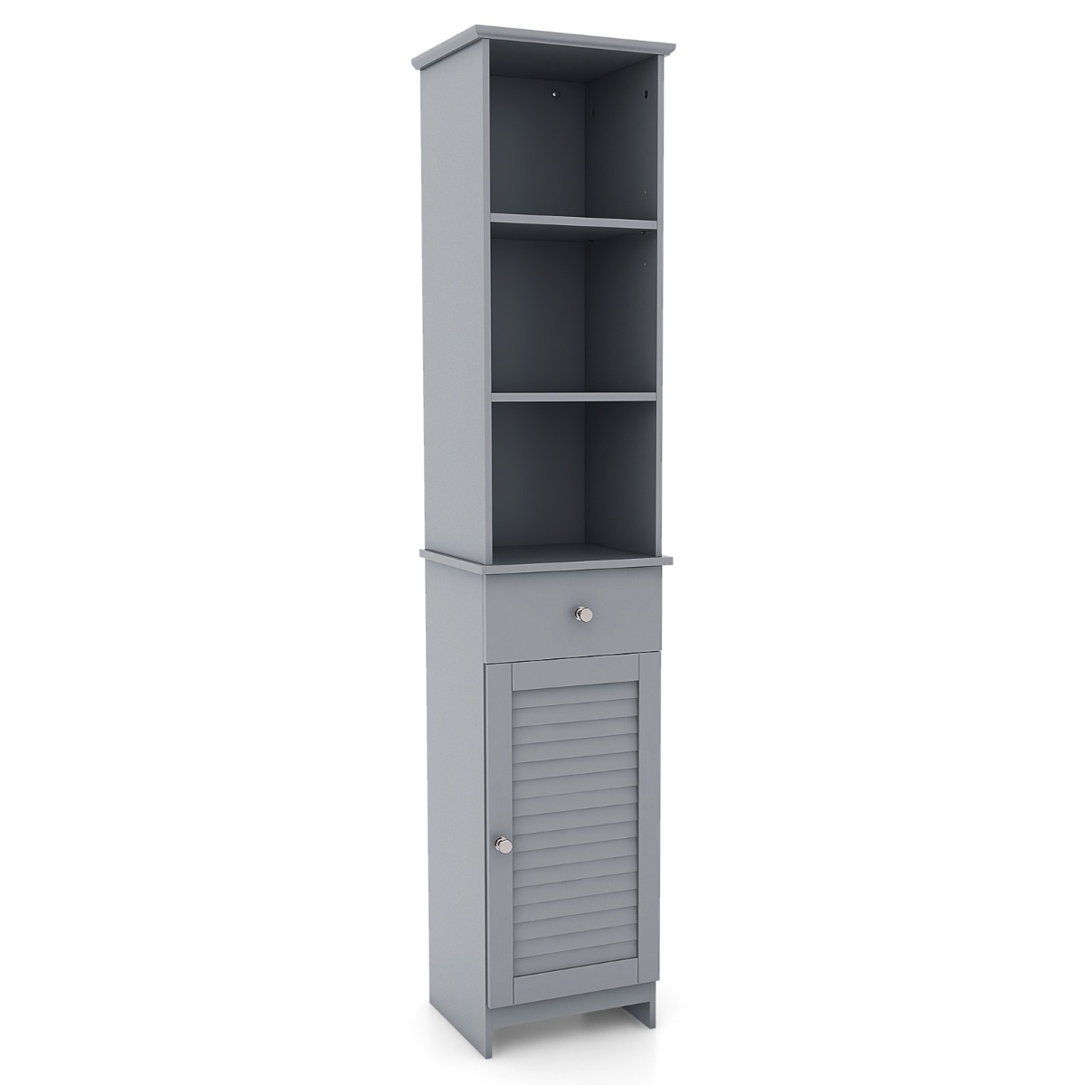 Tall Bathroom Cabinet with Adjustable Shelves-Grey