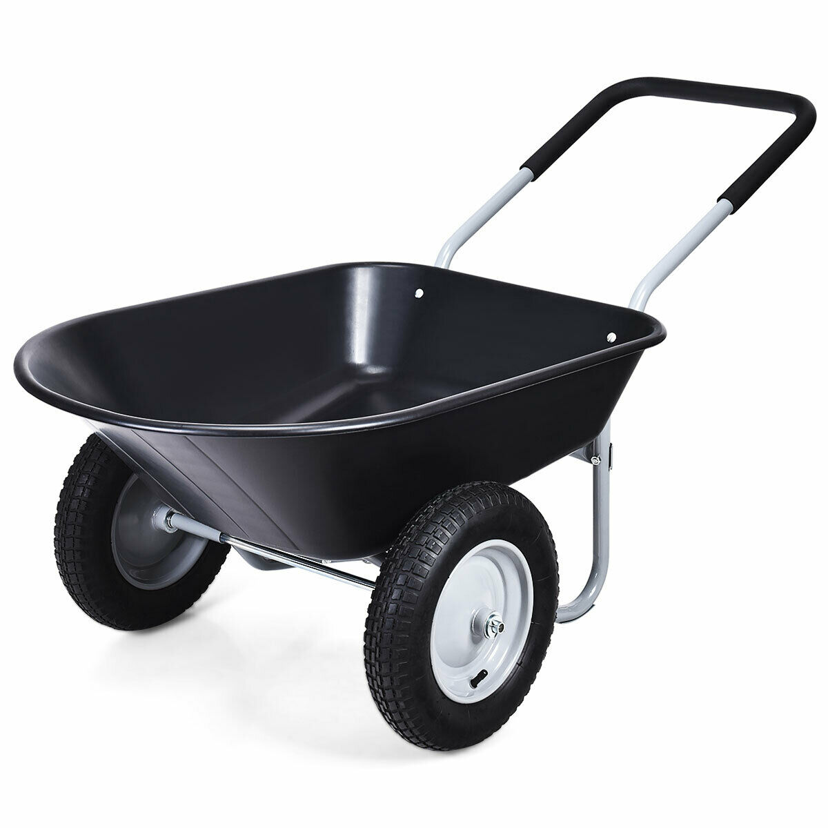 2 Tire Wheelbarrow with Pneumatic Tires 150KG-Black