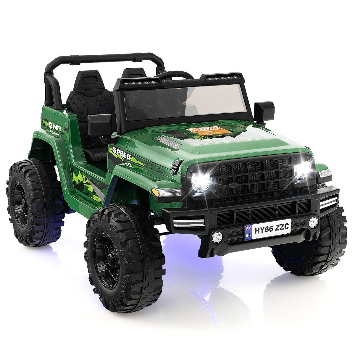 2-Seater Ride-on Car with Parent Remote Control-Green